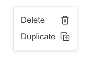 Card menu showing various options