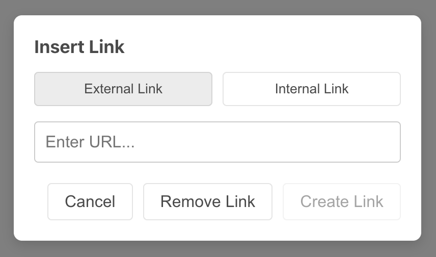 Wiki linking interface showing internal and external linking options